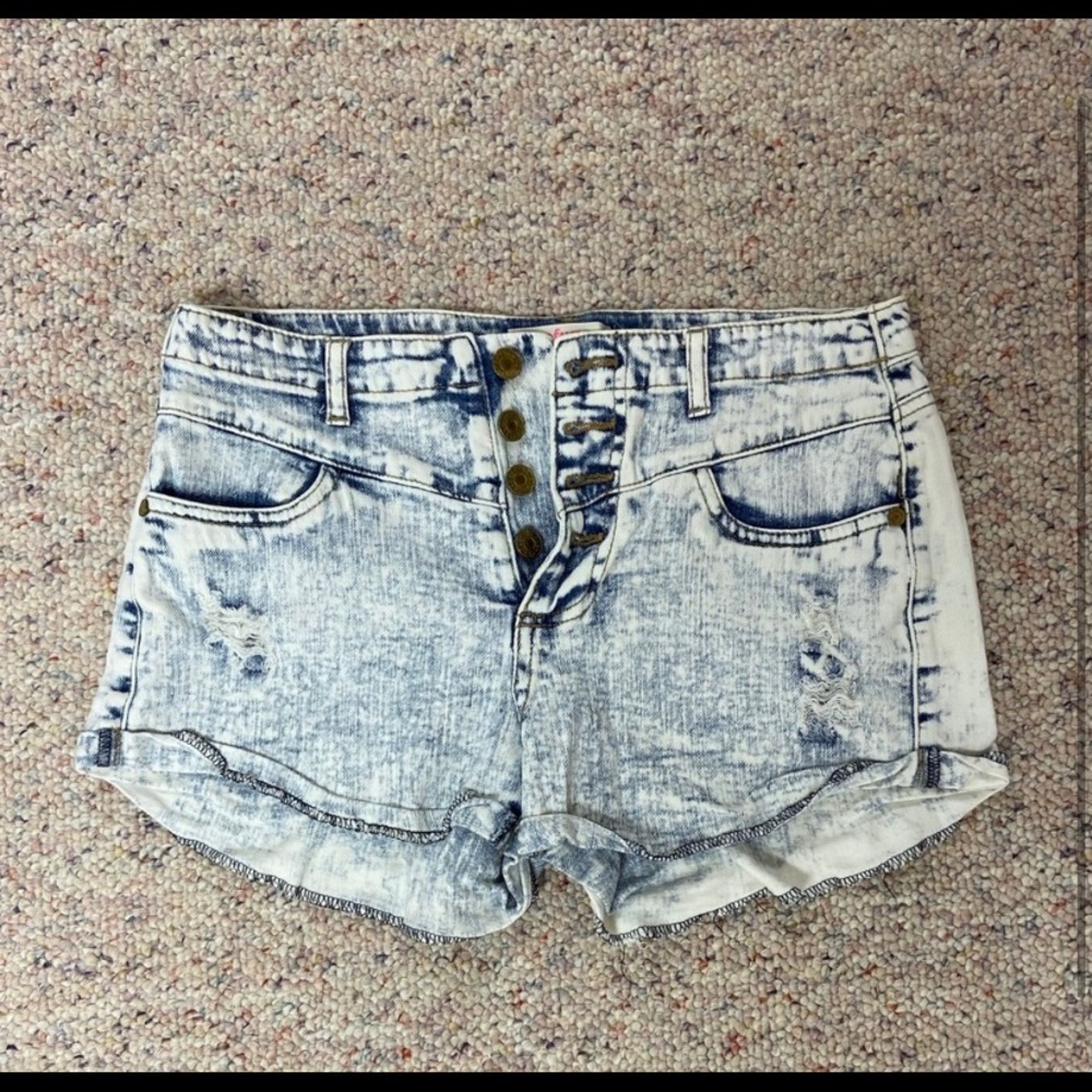 Refuge distressed hole high waisted jean shorts